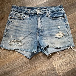 High rise, curvy jean cutoff shorts